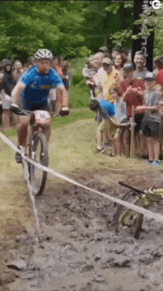 Cyclist and mud