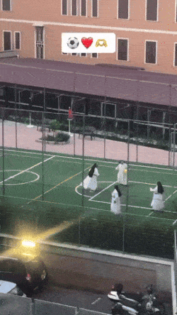 Nuns playing football