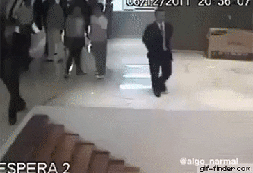 Man falls down stairs