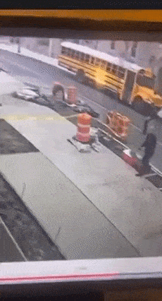 Man falls into concrete on street
