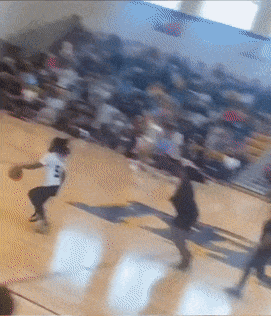 Excited boy at basketball game