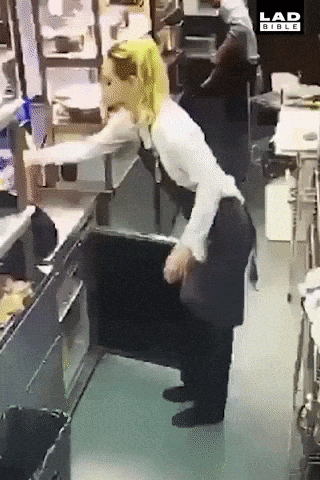 Girl in restaurant kitchen