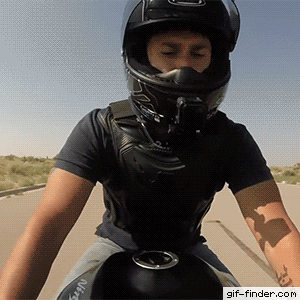Clumsy motorcyclist