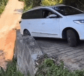 Turning car on narrow road