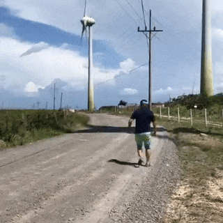 Skipping shadow of windmill