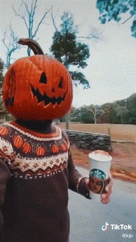 Pumpkin drinks coffee