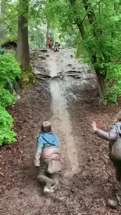 Slide for children in mud