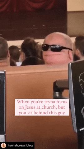 Man with glasses in church