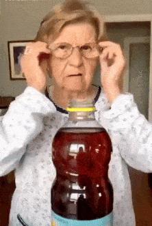 Grandmother and trick with glasses