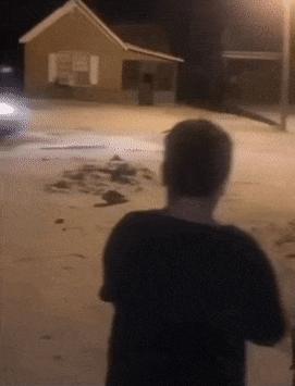 Throwing hot water on snow