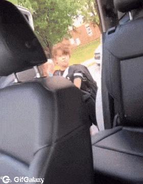 Happy baby in car