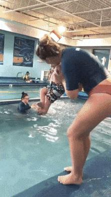 Baby and mom in pool