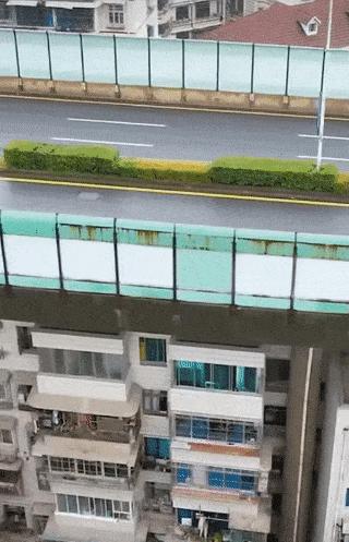Road above buildings