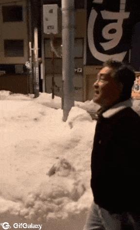 Man jumps in snow