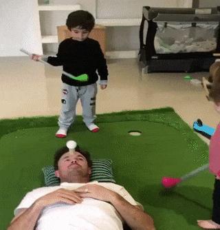 Children play golf