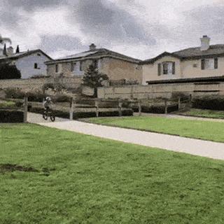 Boy and jump with bicycle