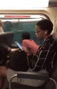 Boy in train at window