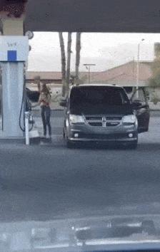 Girl refueling
