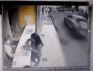 Girl reaction to car accident