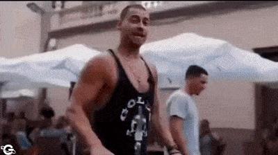 Strong guy and ordinary people