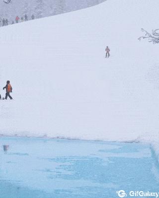 Waitress on skis