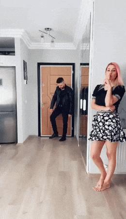 Guy comes home and girl