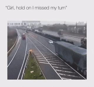 Driver car turns on highway