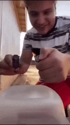 Lighting a firecracker with lighter