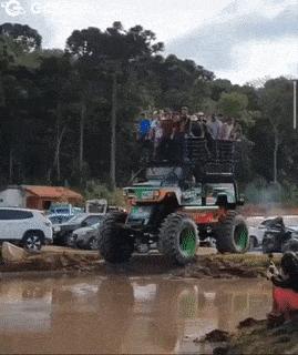 Jeep crossing over water