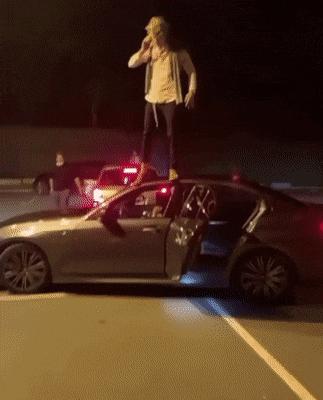 Jump from car to door