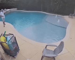 Telephoning and falling into pool