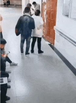 Pregnant woman and guy like a chair