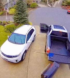 Driver stops barbecue and car